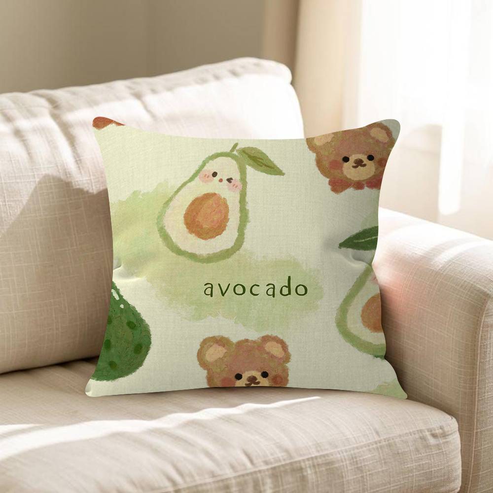 Cool Cartoon Avocado Office Cushion Pillowcase Car Cushion Cover45X45CM Lumbar Pillowcase Sofa Pillowcover