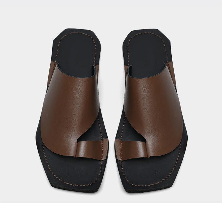 Unisex Large Summer Retro Non-Slip Roman Sandals with Toe-Covered Flat Bottom