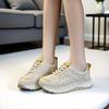 Fashion 4.5CM Summer Woven Mesh Shoes Women Thick Sole Lace-Up Lightweight Breathable Genuine Leather Casual Sneakers 2025 Women Shoes