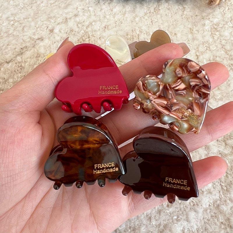 3.5cm Small Hair Claws Cute Acetate Heart Hair Clip Hairclaw For Girls Hairpins Children Women Hair Accessories Korean Hair Crabs