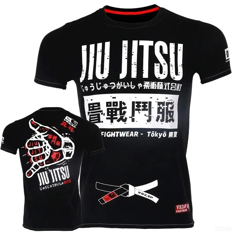3D-Druck Sport Schnelltrocknend Atmungsaktiv Herren T-Shirt Brazilian Jiu-jitsu MMA Boxen Training Muay Thai Kampf Street Kurzarm