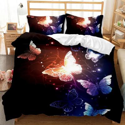 Butterfly Duvet Cover Set Cute Glowing Butterfly Animal Theme Bedding Set for Adult Double Queen King Size Polyester Qulit Cover