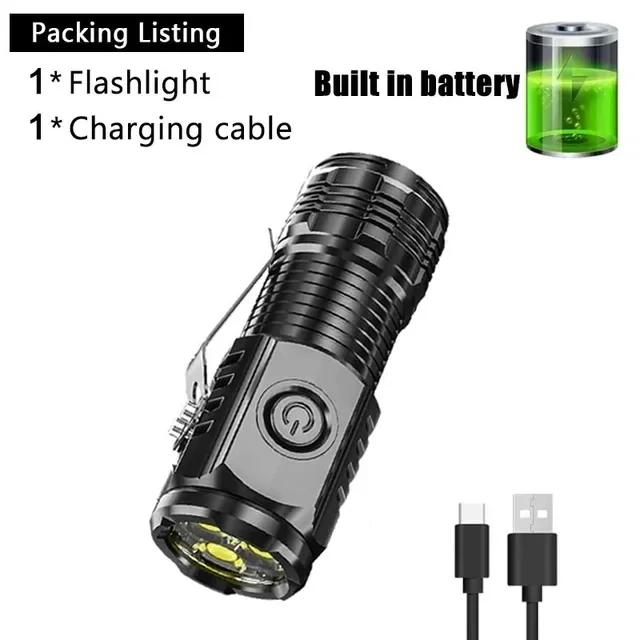 Powerful 3LED Super Bright Flashlight Portable Mini Burst Flash Torch Rechargeable Emergency Spotlight with Pen Clip Tail Magnet