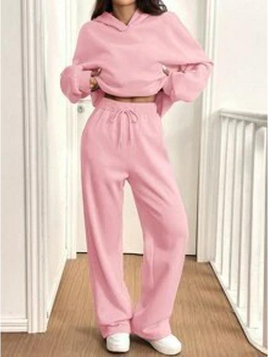 European-American 2-Piece Women's Warm Lined Hoodie & Casual Pants Autumn/Winter Sports Set