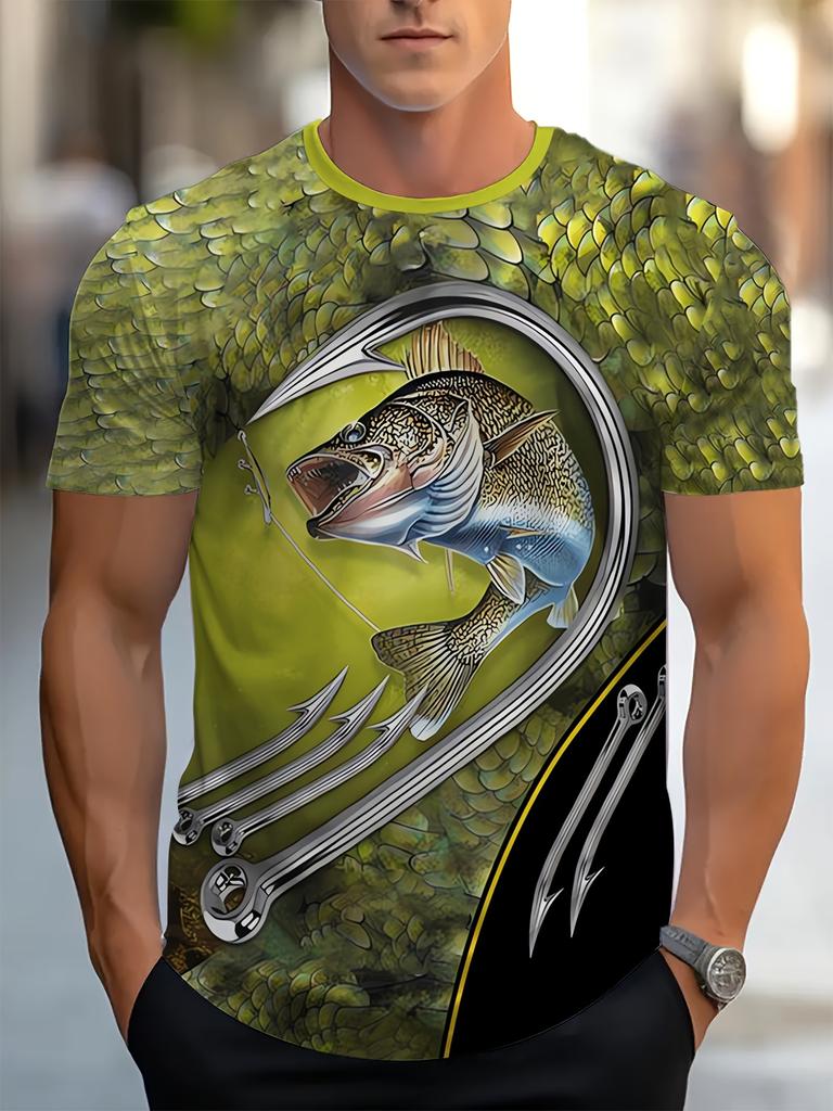 Men's Fishing Shirt Summer T Shirt Short Sleeve Tee Top Men T-Shirt Harajuku Casual T Shirt Men Round Neck Tops Fishing T-Shirts