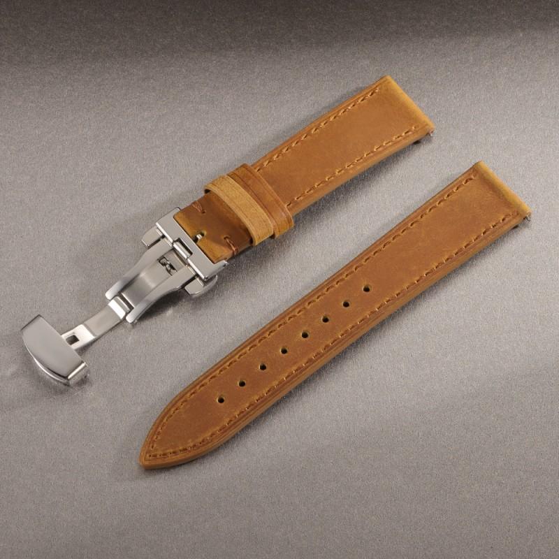 Horse Cowhide Leather Strap Huawei Samsung Universal 18-24mm Quick-release Retro Leather Strap
