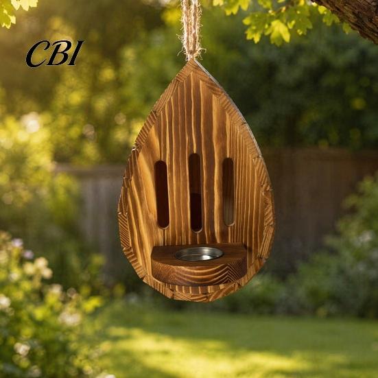 Hausfutterspender inklusive Holzschmetterling für draußen, Tropfenförmiges Gartengehege und mit Schmetterlings-Aufhängeseil, Natürliches Insektenhotel Schmetterlinge,