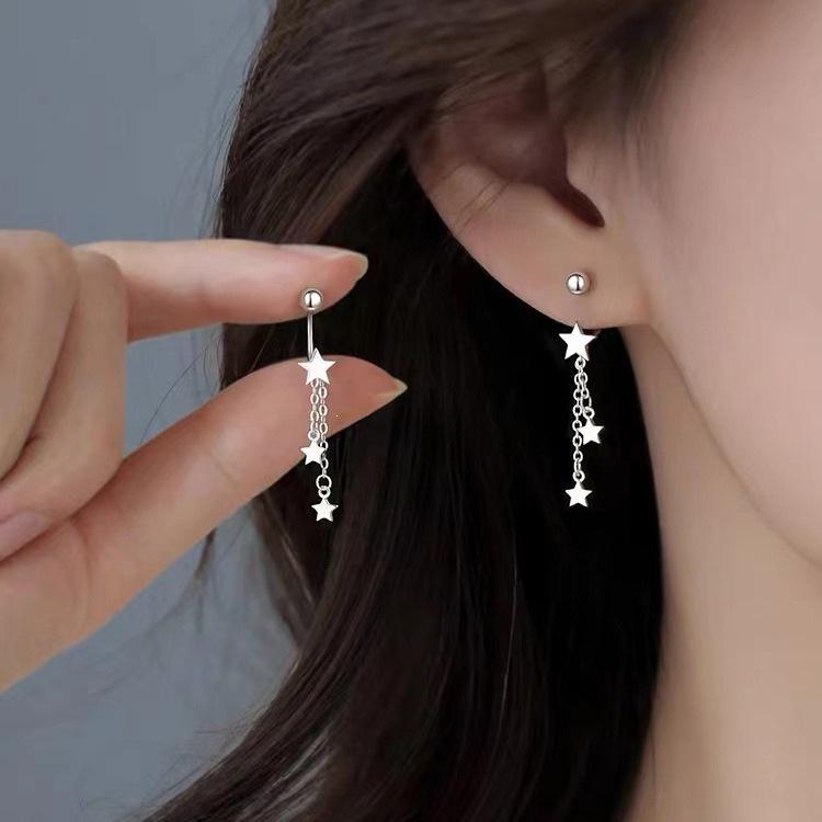 925 Sterling Silver Star Earrings - 2023 Women's High-End Light Luxury Stud Jewelry
