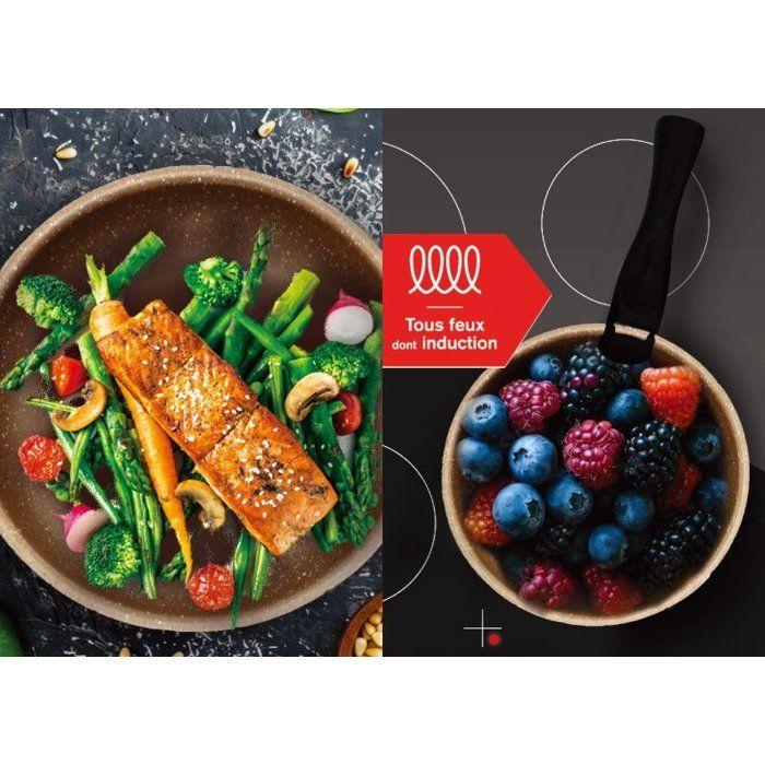 Set of 3 Saucepans - All Hobs Including Induction - ARTHUR MARTIN - AM2366 - Ø 16, 18 and 20 Cm + 1 Removable Handle - Terracotta