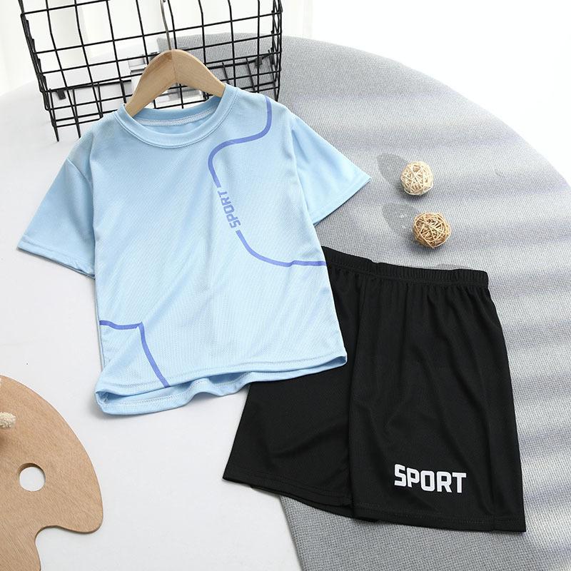 Summer Quick-Dry T-Shirt & Shorts Set - Casual Crew Neck, Slight Stretch Fabric