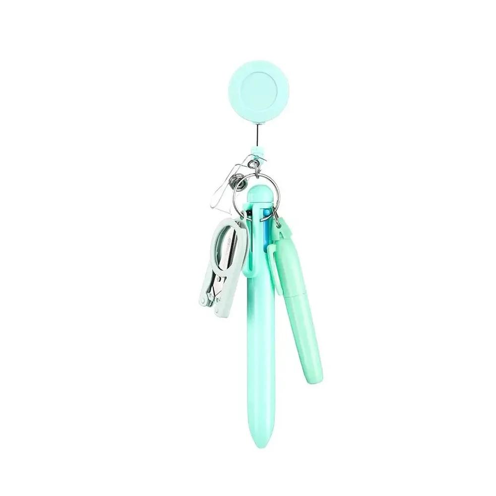 Fashion Retractable Nurse Pen Pack Portable Rotatable Nurse Badge Clip Keychain ID Badge Reels зелёный