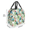 Watercolor Parrots Pattern Cooler Lunch Box Parrot Pet Bird Mountaineering Thermal Insulation Portable Food Bag