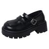 Fashion Woman Shoes Round Toe Mary Jane Chunky Loafers Platform High Heels Shoe Women Pumps PU Leather Buckle British Retro Dresses Shoe