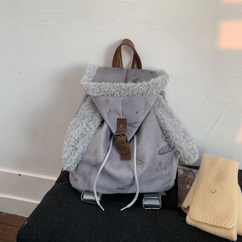 Schoolbag rabbit ear hat new backpack 1011 winter class commuter backpack fashion foreign pocket schoolbag women's bag