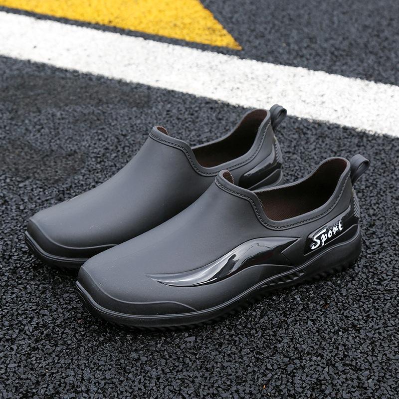 

Fashion low-top rain shoes water shoes men s adult warm waterproof shoes light-mouth rubber shoes overshoes non-slip short tube work summer 40 чорний