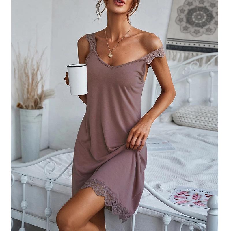 Elegant Lace Nightgown - Comfortable Soft Camisole Sleepwear for Women, Perfect for Spring & Summer.