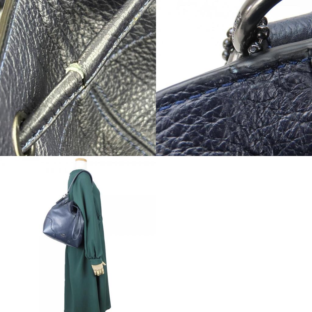 Used COACH Shoulder Bag F35684 leather Navy Shoulder