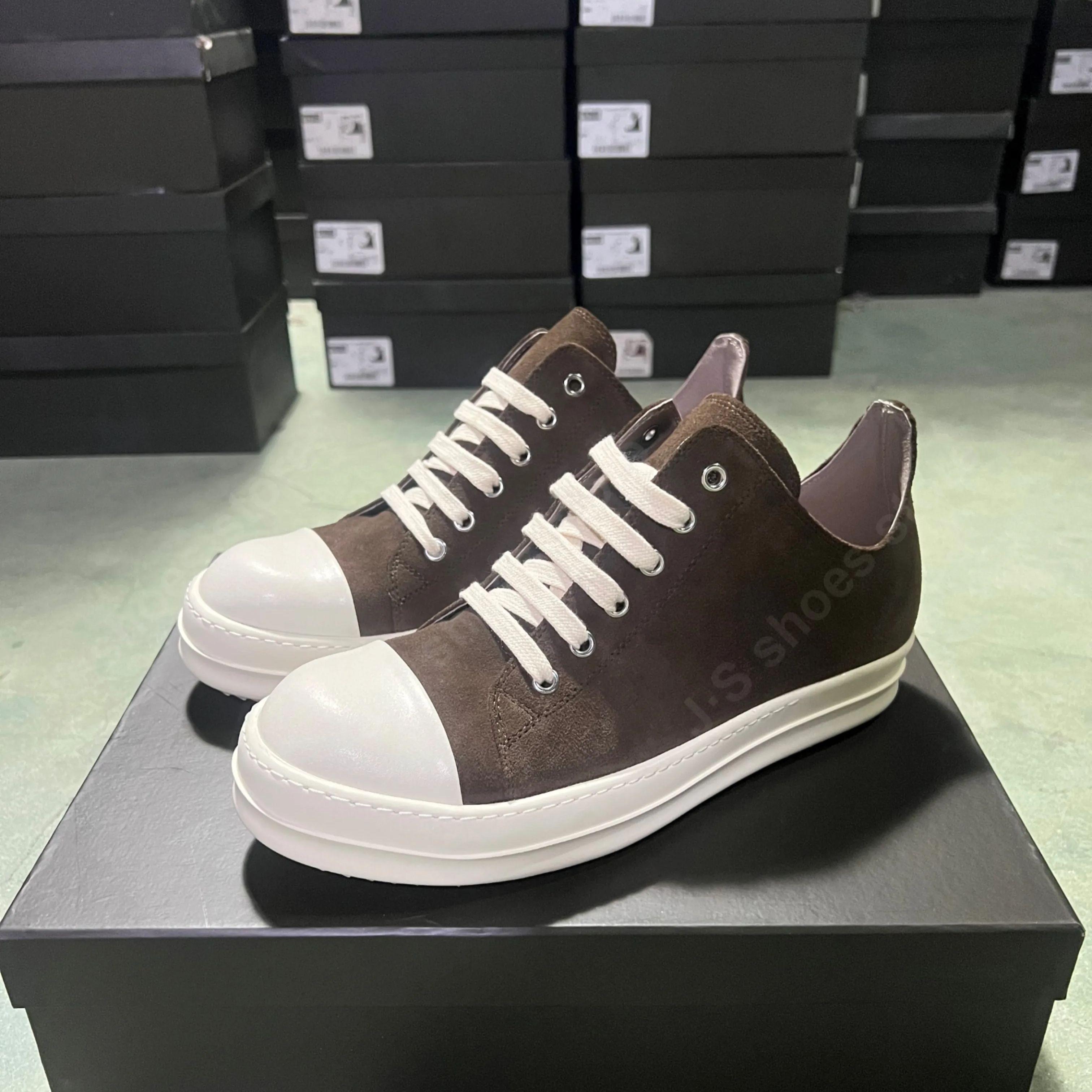 

Ro Luxury Men Shoe Low Top Casual Shoes Brown Cow Suede Leather Sneakers Lace Up Cowhide Women Flat Sneaker 34