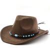 Bohemian ethnic style western suede denim hat fall and winter men's and women's felt hat rivet rolled brim jazz hat