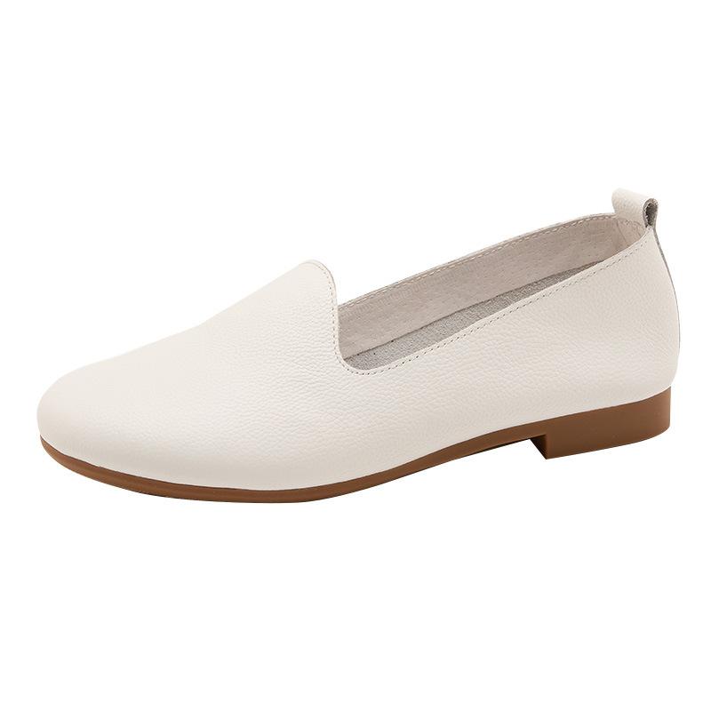 The first layer of cowhide 2025 autumn Korean version of genuine leather mother shoes women's lazy grandma shoes women's casual loafers Doudou shoes