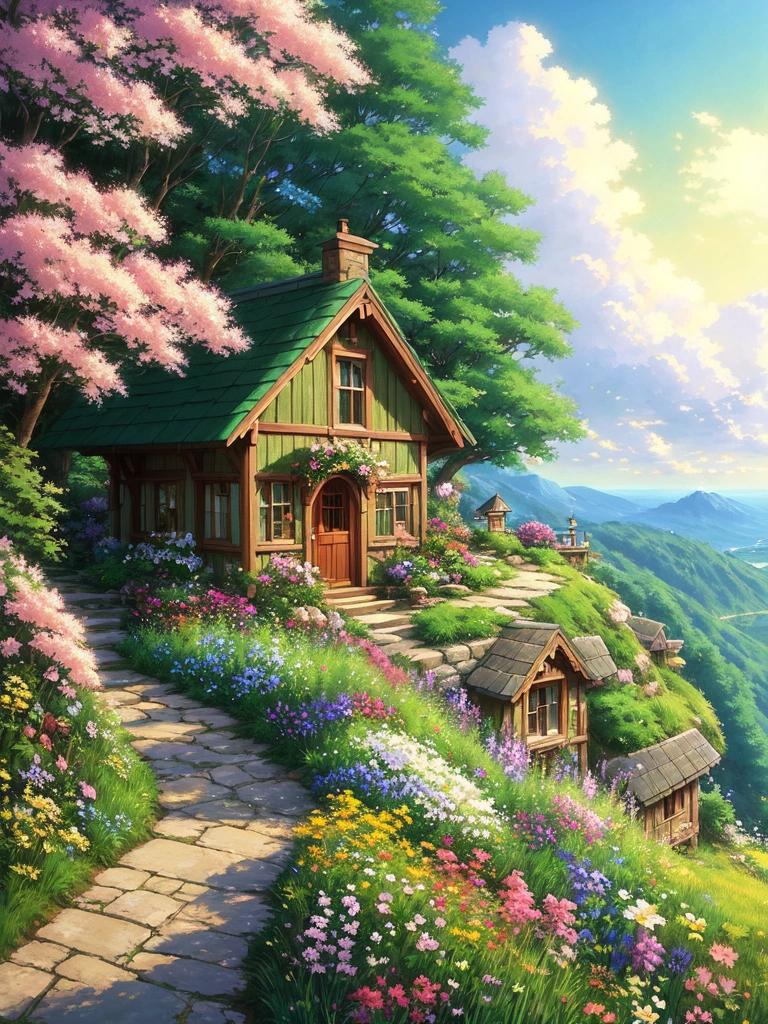 Dom Diamentowa Mozaika Krajobraz Haft Krzyżykowy Góra Cyrkonie Obraz Kwiat Malarstwo Ulica Ręcznie Robione