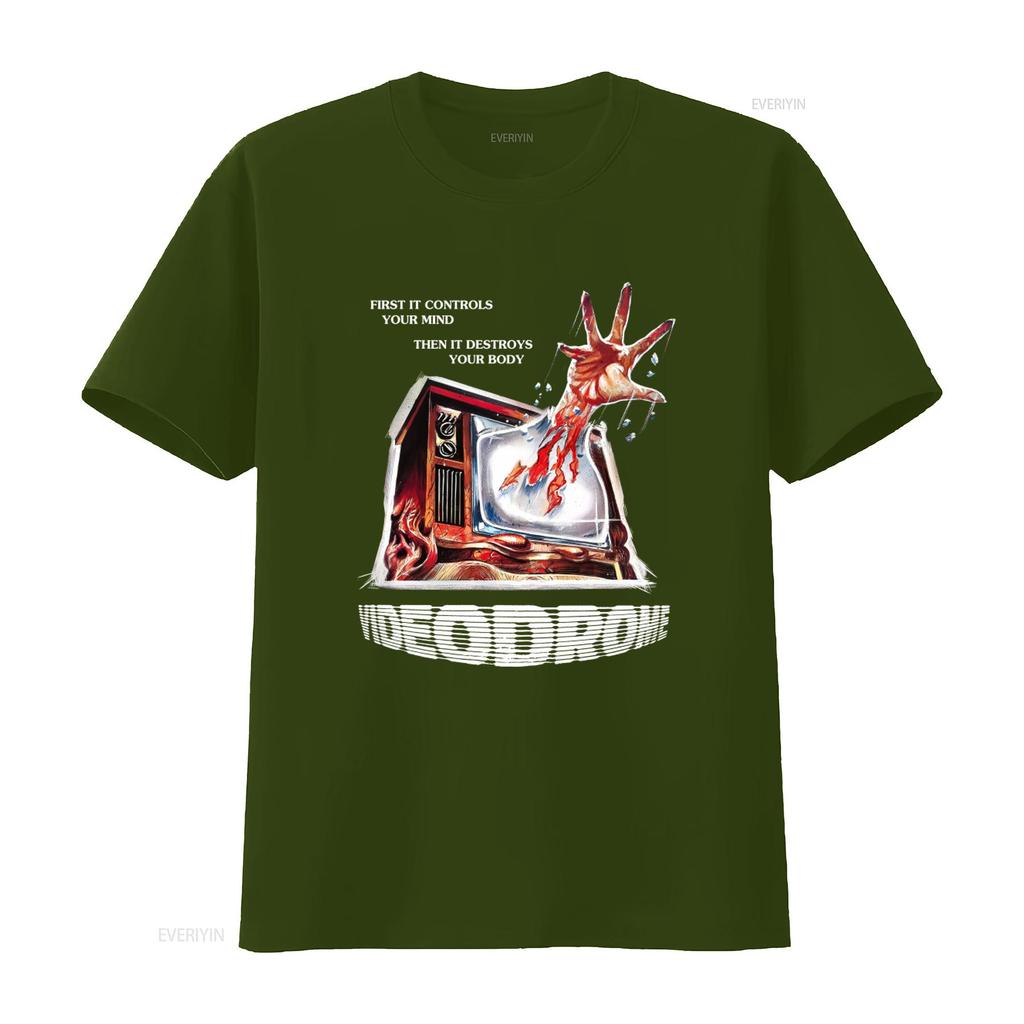 Videodrome Horrorfilm T-Shirt im Vintage-Stil mit gruseligem TV- und Hand-Design Perfekt für Fans vintage Gewaschene Mode für Herren