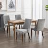 Rayon Cloth Flocking Linen Dining Chairs Channel Kitchen Dinner Chair Comfy Fabric Upholstered Accent Chair for Dining Room with Curved Solid Wood