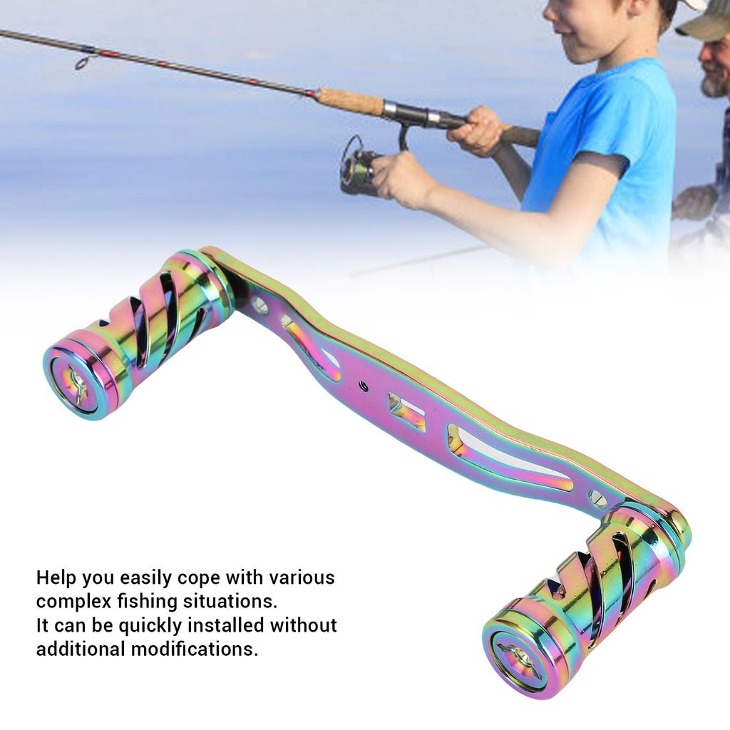 Lure Fishing Reel Handle Aluminum Alloy Baitcasting Reel Modified Double Rocker Arm Handle Grip Spiral Texture Colorful Finish 110mm