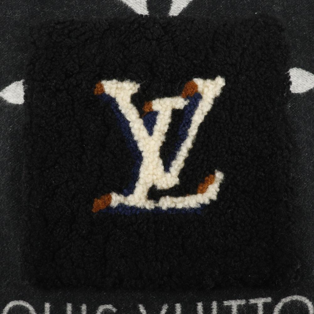 Louis Vuitton Echarpe Cold Reykjavik Scarf M76567 Shearling Teddy Black Cashmere Women Used