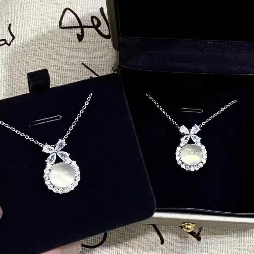 S925 Sterling Silver Princess Bow Necklace with Agate Pendant - Women's 2024 Versatile Accessory
