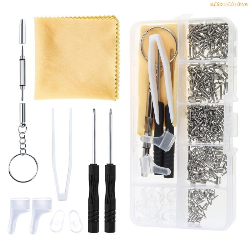K1AE Eyeglass Repair Glasses Repair Tool with Glasses Screws, Nose Pad, Tool