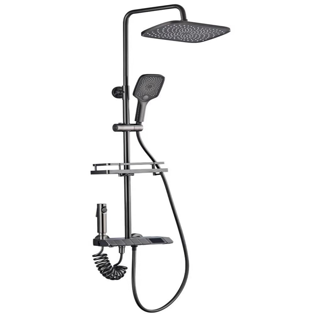 Kupfer Duschkopf Set Haushalt Badezimmer Konstante Temperatur Digitalanzeige Dusche Booster Regendusche