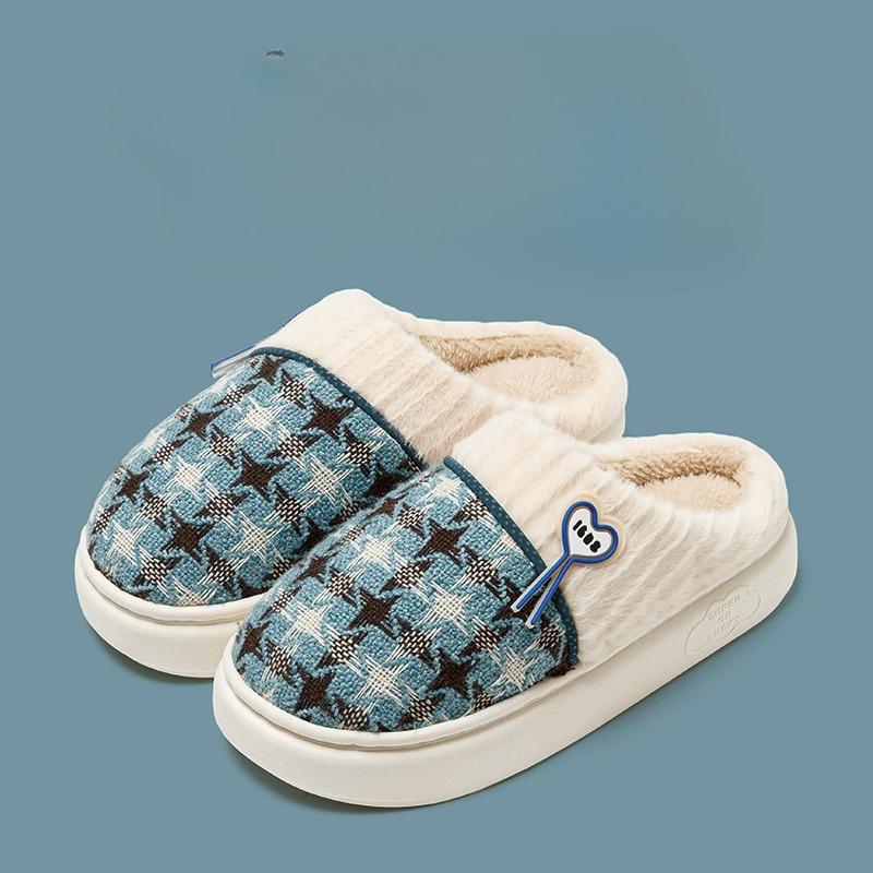 Thick Soled Cotton Slippers for Home Warmth and Non-slip