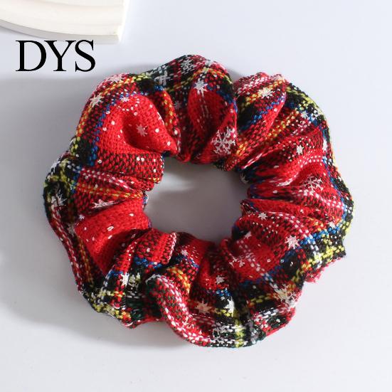 Knitted Elastic Hair Ties 2Pcs Christmas Plaid Scrunchies with Snowflake Patterns for Women Girls, Soft Versatile Bands Holiday Hairstyles,
