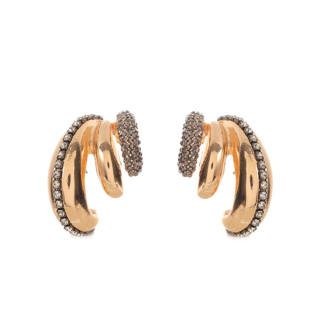 Exaggerated curved full diamond multi-layer beach vacation style, summer fashion earrings, niche design earrings