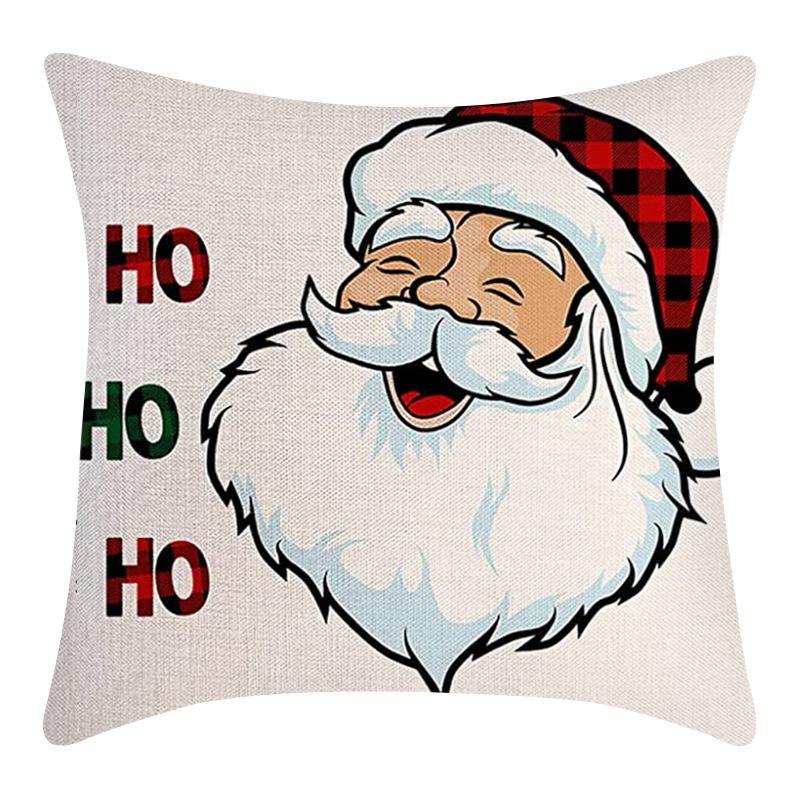 Weihnachtsmann Leinenkissen Wohnzimmer Cartoon Elch Geschenk Dekoration Sofa Rücken Print Kissenbezug