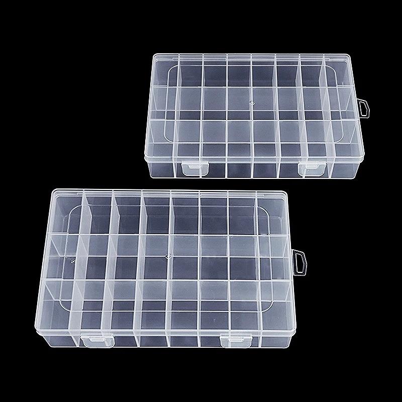 24-Compartment Transparent Storage Box for Buttons, Sewing Supplies, Jewelry Accessories Packaging and Storage
