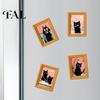 Decorative Soft Magnetic Stickers Wooden Black Cat Fridge Magnet, Seasonal Cartoon Kitchen Bathroom Decor, Autumn Home Decorations Cute Theme