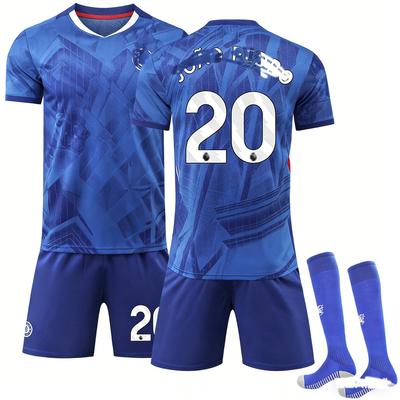 Teens Kids Adults Football Kits Sport Training Jersey Set with Socks 25/26 Chelsea Home #20 João Pedro