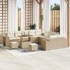 vidaXL 13-Piece Garden Sofa Set with Beige Poly Rattan Cushions, vidaXL Garden Dining Set 3362066