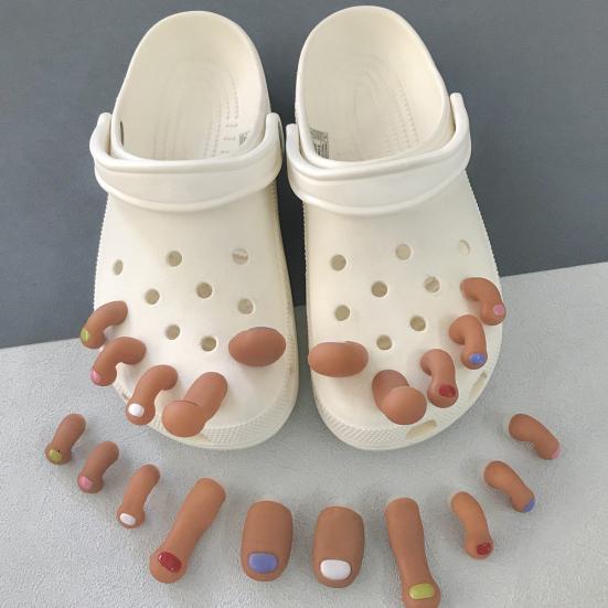 10Pcs Artificial Toes Set DIY 3D Toe Charms Shoes Decoration with Realistic Toe Shape Shoes Buckle Accessories for Party Festival