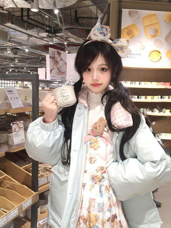 Sweet college style double-sided wear splicing design cotton jacket women's atmosphere contrasting colors thickened warm bread clothes tide