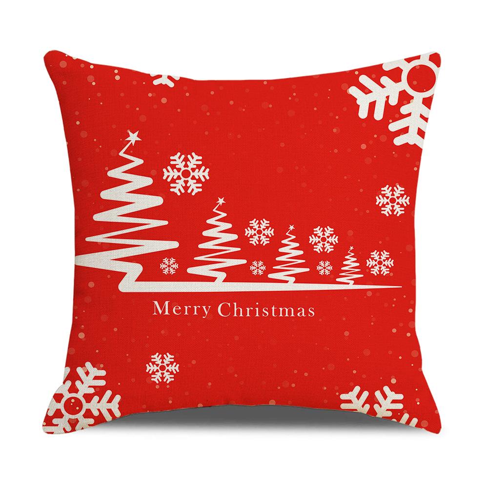 New Red and White Christmas Pillowcase Homewares Cartoon Elk Linen Sofa Pillowcase