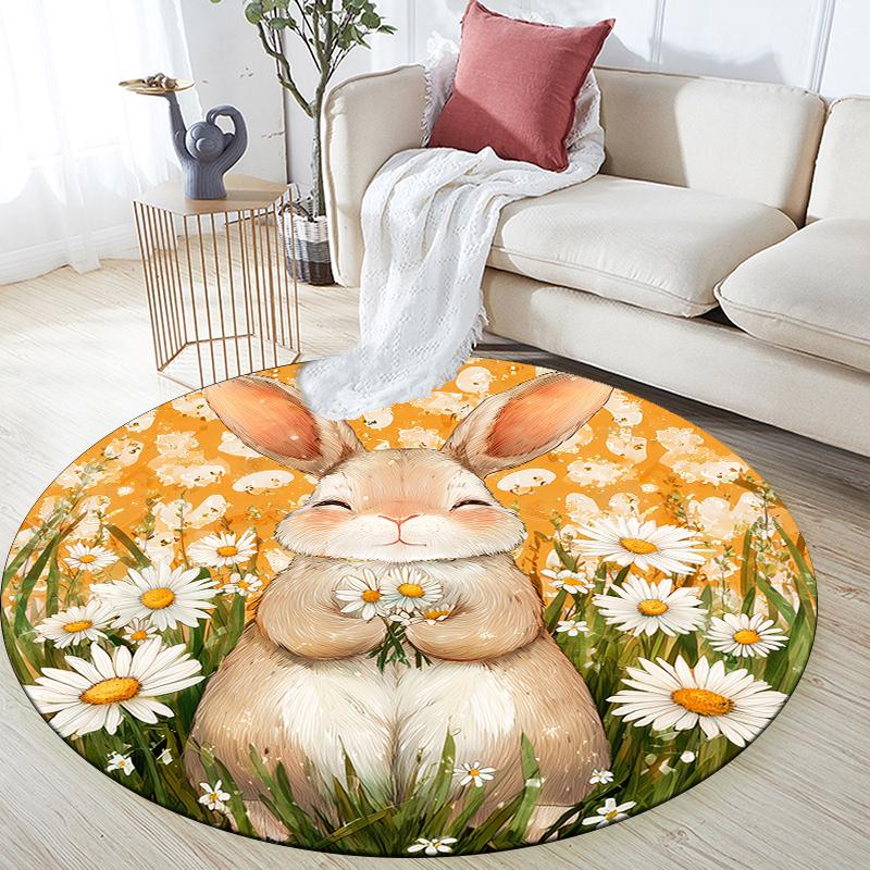 

Cartoon Rabbit pattern round rug,Carpet Rug for Living Room Bedroom Sofa Playroom Decor,Non-slip Floor Mat,Holiday Gifts and Birthday Gifts 80cmx80cm