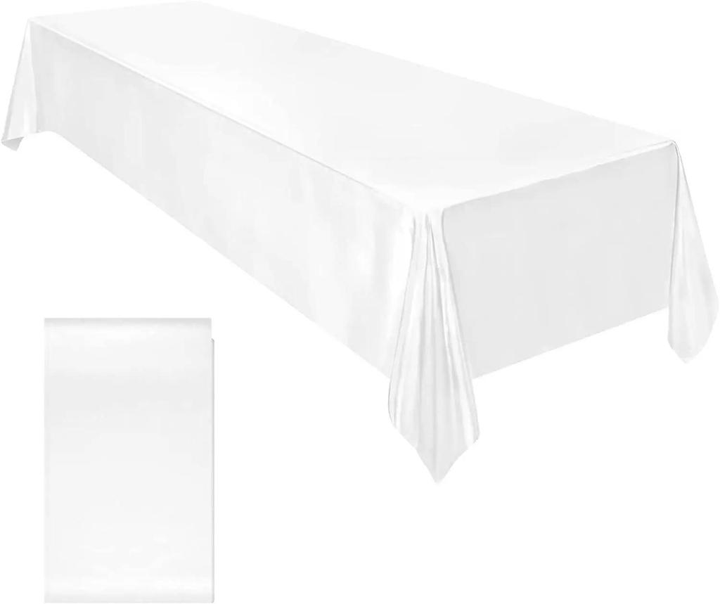Table Cover Satin Tablecloth Soft Overlay Wedding Satin Large Bright Smooth Silk Rectangle Christmas Banquet Anniversary Dining Party Table Decor