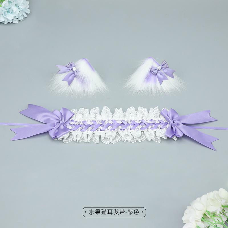 

Cute girl hair accessories lolita comic show multi-purpose pair clip bow headgear cat ear hairpin cat ear headband One size fits all