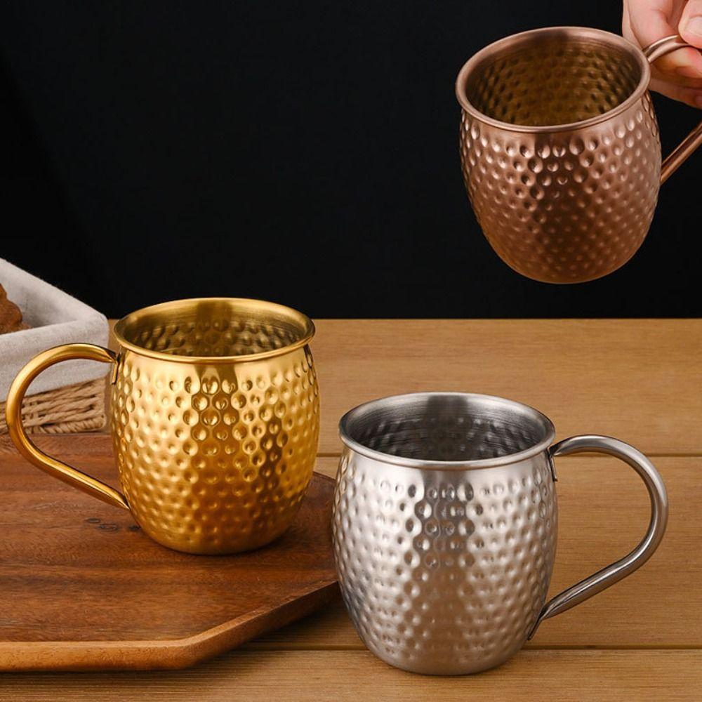 520ml Moscow Mule Becher Hammerschlagmuster Bierkrug Robuster Edelstahlbecher Bar