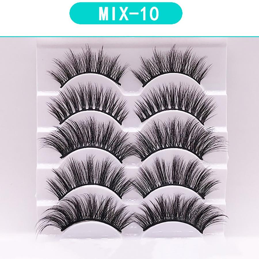 5 Pair 3D Faux False Eyelashes Wispy Cross Long Thick Soft Women Fake Eye Lashes