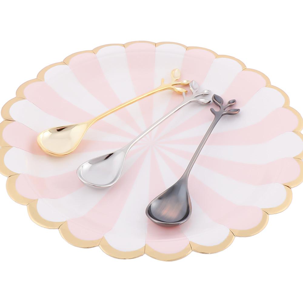 Bar Ice Cream Scoop Branch Shape Royal Style Mini Dessert Spoon Flatware Small Coffee Spoon Cutlery