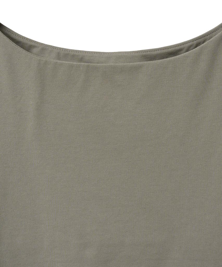 NOIRER FOR WOMAN Boat Neck Sleeveless T-Shirt (Ash Khaki)